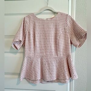 Pink and white peplum top in excellent condition.